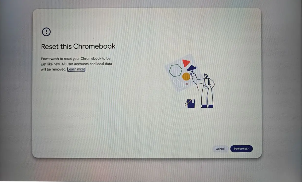 Screenshot of a web-browser (reset this chromebook)