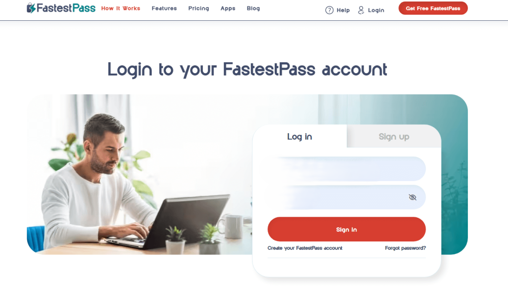 FastestPass Login Page